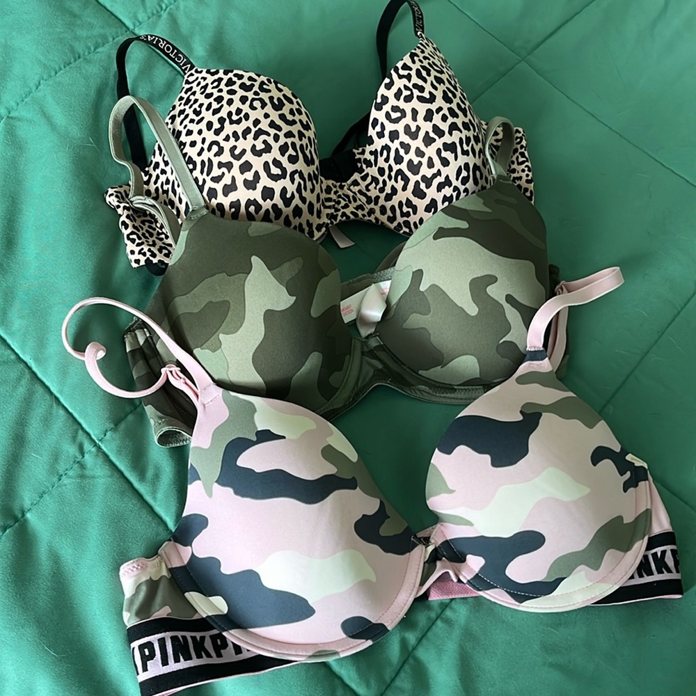 3 VCS and Pink Bras. Gently used a couple times